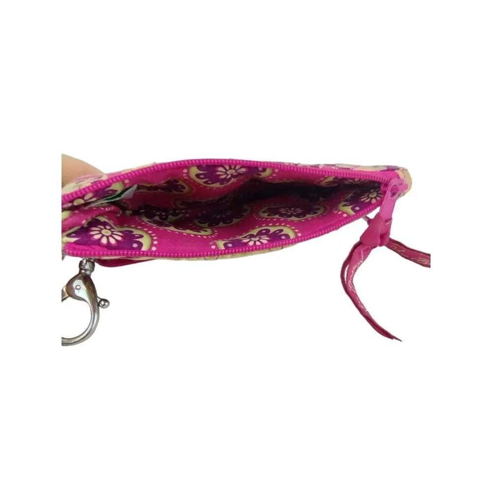 Vera Bradley 5.5 inch Zippered Keychain Wallet Pink Paisley Pattern